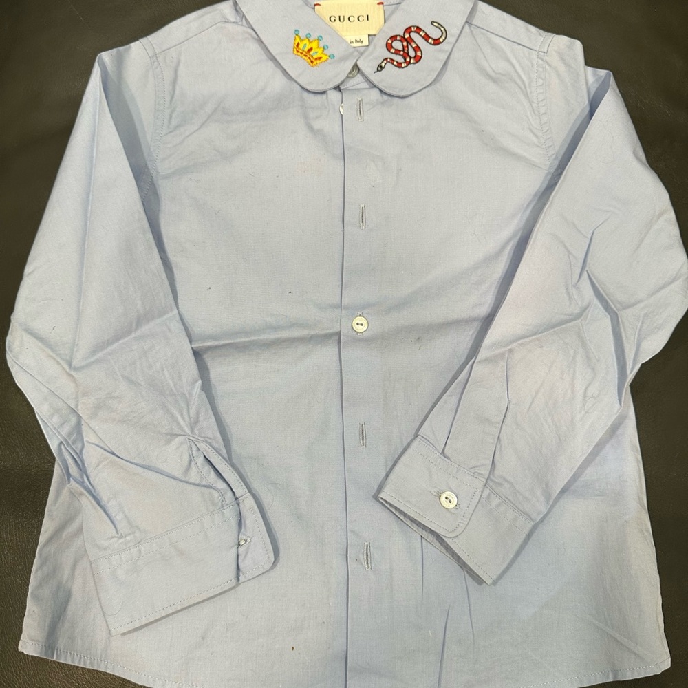 Gucci Blue Embroidered Shirt